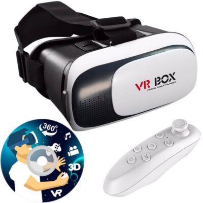 هدست واقعیت مجازی وی آر باکس مدل VR Box 2 به همراه ریموت کنترل بلوتوث و DVD حاوی اپلیکیشن و LED Watch هدیه