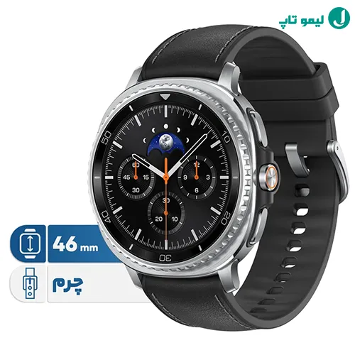 ساعت هوشمند کلاسیک سامسونگ مدل گلکسی واچ 8 با فریم استیل، حاشیه چرخان فیزیکی و بند چرمی