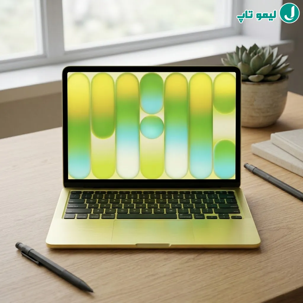 لپ تاپ اپل مدل MacBook Neo رنگ طلایی روی میز چوبی؛ بررسی اقتصادیترین گزینه در لیست بهترین لپ تاپ اپل