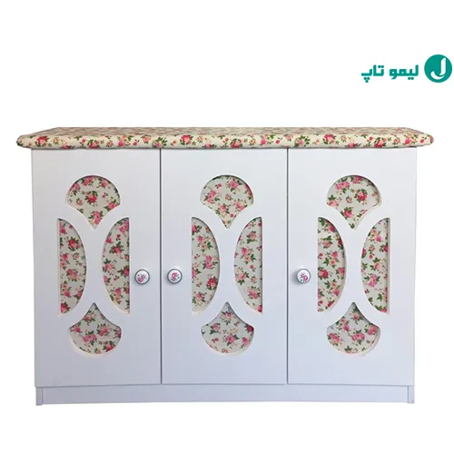 طراحی دکوراتیو میز اتو توکار مدل سه درب بیضی کد 002 دارای فضای داخلی برای نگهداری چرخ خیاطی