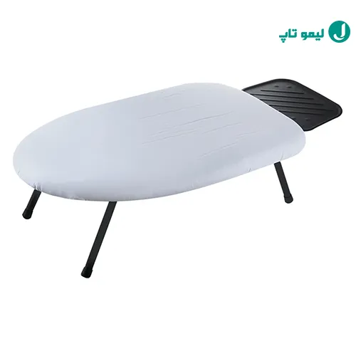 میز اتو پایه کوتاه نشسته فلاور مجهز به قلاب آویز فلزی برای قرارگیری داخل کمد دیواری