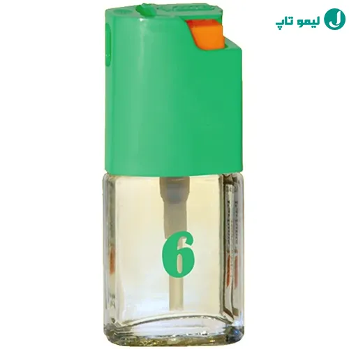 بطری سبز رنگ عطر بیک مردانه شماره 6 با طبع تلخ و خنک گیاهی