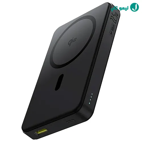 نمای نزدیک از پاور بانک وایرلس بیسوس مدل Airpow II مناسب برای شارژ سریع ایفون بدون نیاز به کابل