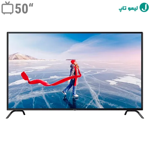 ضخامت قاب پلاستیکی و پایههای فلزی در تلویزیون 50 اینچ اندرویدی نکسار NTV-U50E616N