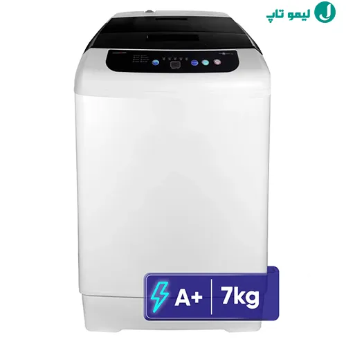 نمای داخلی دیگ و فیلتر پرزگیر ماشین لباسشویی درب از بالای پاکشوما مدل TLX 7001 W