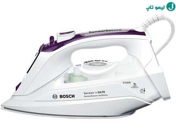 اتو بخار خانگی بوش TDA703121A سفید مجهز به قاب رویی بنفش