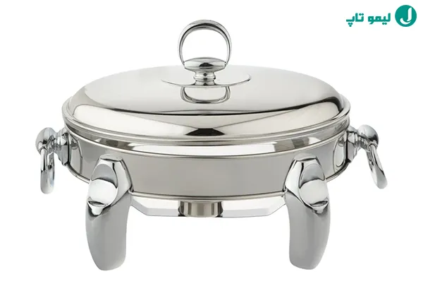 ظرف پذیرایی گرد ریور با بدنه استیل و شیشه نمایان