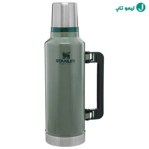 استنلی کلاسیک با بدنه سبز و دسته سیلیکونی تاشو