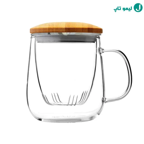 لیوان دمنوش Natali با درب چوبی بامبو