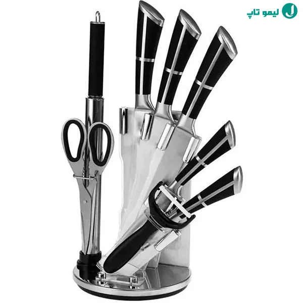 سرویس چاقو دسینی نقره ای مشکی همراه با قیچی